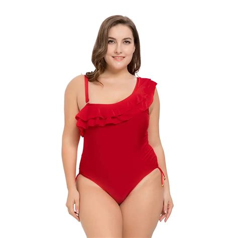 Fashion Sexy Fat Women Bikini Single Shoulder Sexy Solid Color Plus