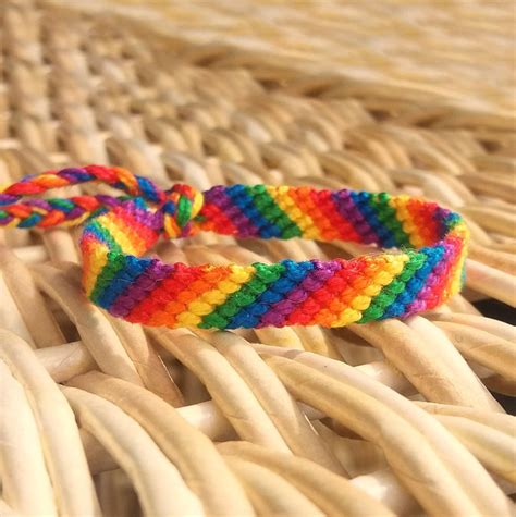 Gay Pride Flag Friendship Bracelet Knotted Rainbow Bracelet Etsy