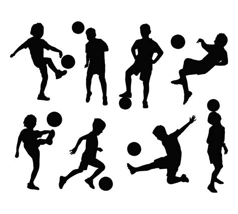 Hand Draw Silhouette Kid Playing Football Vector Illustration 14766030