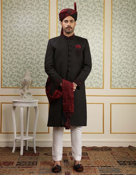 Black Wedding Sherwani Combo