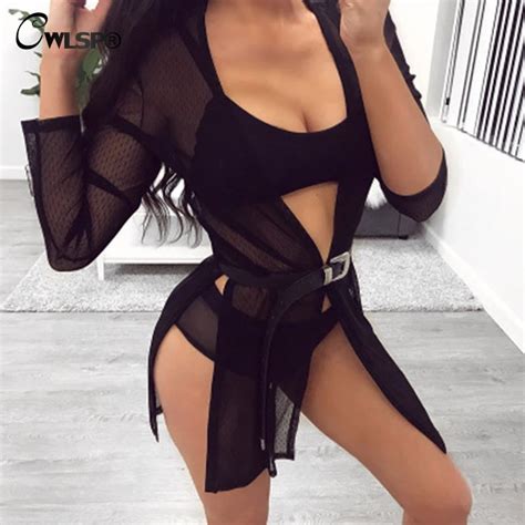 Buy Cwlsp 2018 Summer Mesh Sexy Blouse Women See Through Long Sleeve Hollow Out