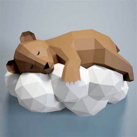 Ursinho Dorminhoco Papercraft Low Poly Elo7