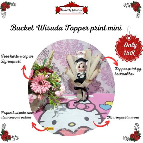 Jual BUCKET WISUDA TOPPER KARAKTER PRINTING BUKET TOPPER WISUDA