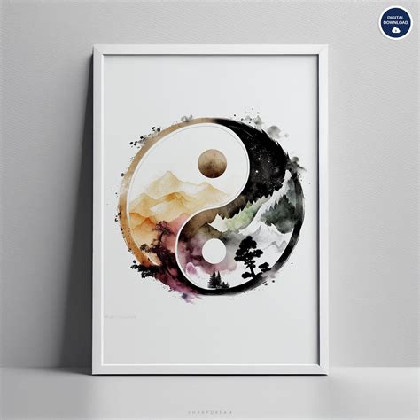 Yin Yang Printable Wall Poster Balance Print Ying Yang Wall Art Zen