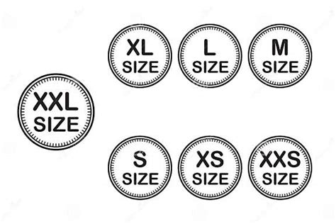 Size Clothing Stickers Or Labels Set Xxl Xl L M S Xs Xxs Isolated On White Background