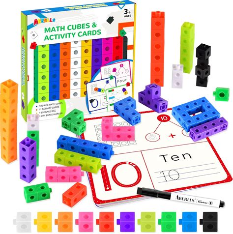 Buy Aberlls Math Cubes Manipulatives With Activity Cards Number Blocks