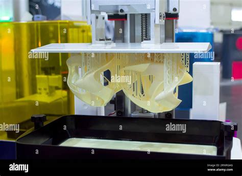 Printed Models On 3D Printer Close Up Objects Printed On Photopolymer