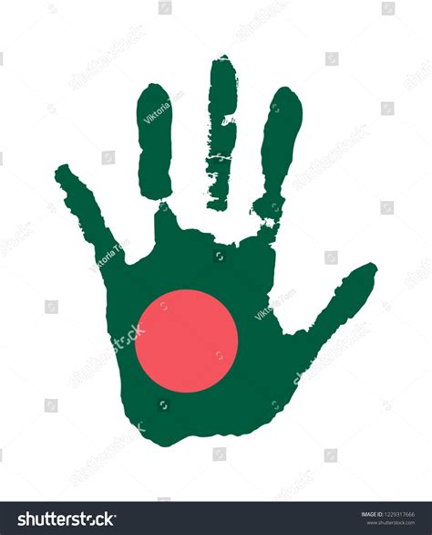 Green Flag Red Circle Vector Handprint Stock Vector (Royalty Free