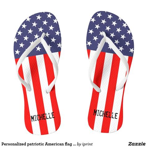 Personalized Patriotic American Flag Flip Flops Zazzle Personalized