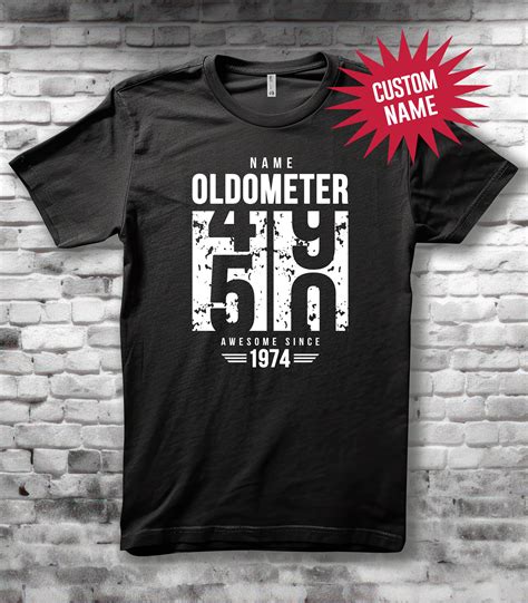 Personalized 50th Birthday Oldometer T-shirt, 50th Birthday Oldometer T-shirt, Unisex 50th T ...