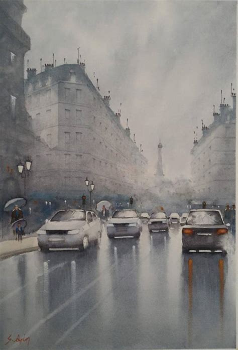 Rainy City Painting at PaintingValley.com | Explore collection of Rainy ...