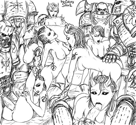 Rule 34 6boys 6girls 7boys 7girls Areolae Armor Black And White Breasts Chaos Warhammer