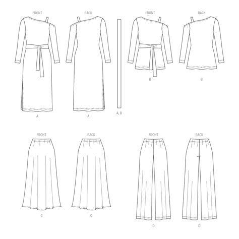 Butterick Misses Knit Dress Top Skirt And Pants