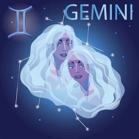 Gemini sign zodiac. Horoscope, astrology, prediction. 12354721 Vector ...