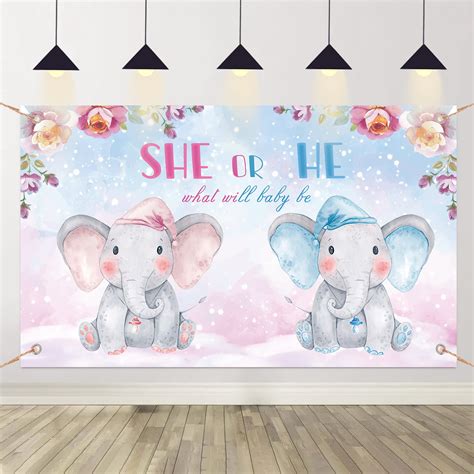 Buy Nrvtrc Gender Reveal Backdrop Background 5x3ft He Or She Backdrop