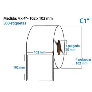 Etiqueta Termica Directa 4x4 102x102 Mm Rollo C 500 Etiquetas