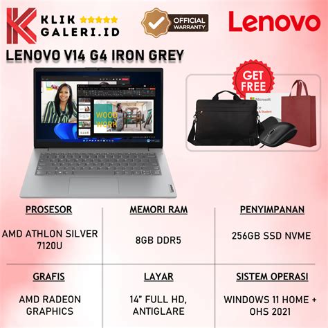 Jual Laptop Lenovo V G Amd Athlon Silver U Gb Gb Ssd Layar