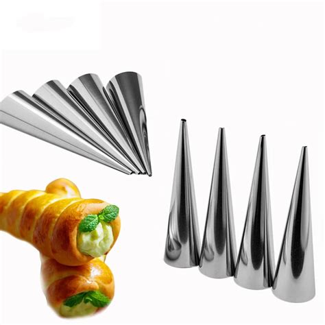 XEJONR 8pcs Stainless Steel Pastry Cream Horn Moulds Bread Croissant