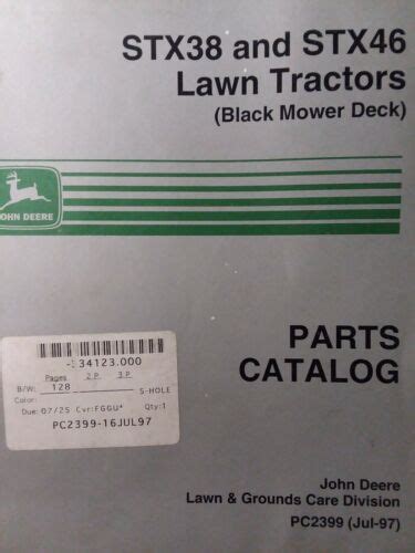 John Deere Stx38 Stx 46 Lawn Tractor Black Mow Deck Parts Manual