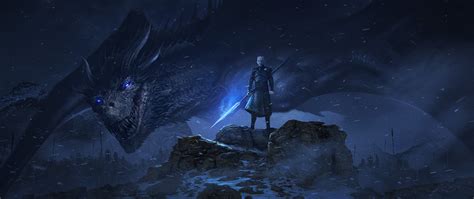 2560x1080 Dragon Night King Game Of Thrones Season 8 Wallpaper ...