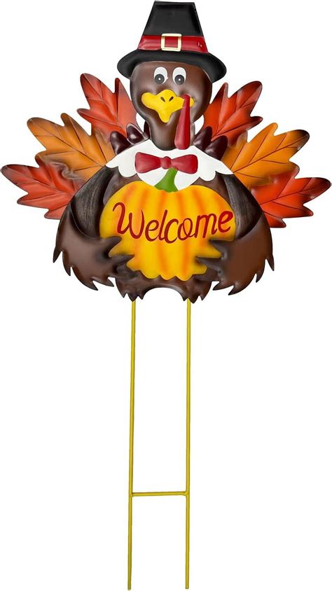 Metal Turkey Harvest Garden Stakes Fall Thanksgiving Yard Decor,Autumn Fall Yard Welcome Signs ...