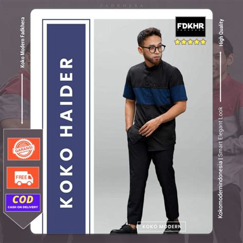 Jual NEW KOKO MODERN FADKHERA HAIDER ATAU KEMEJA KOKO PRIA MENGGUNAKAN