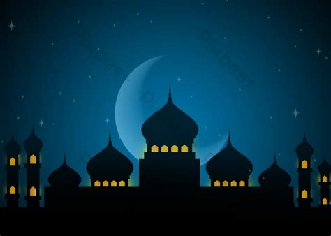 Islamic Mosque Blue Night Sky Ramadan Background | PSD Free Download - Pikbest