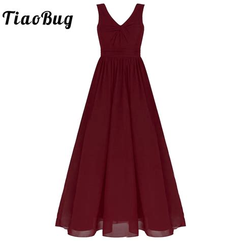 Burgundy Womens Elegant Party Dress Sexy V Neck Bridesmaid Dresses