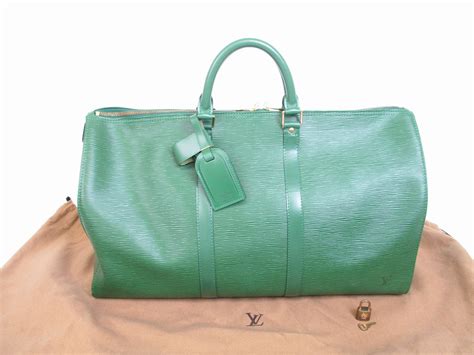 Louis Vuitton Epi Leather Green Duffleandgym Bag Hand Bag Keepall 50 6062 Authentic Brand Shop