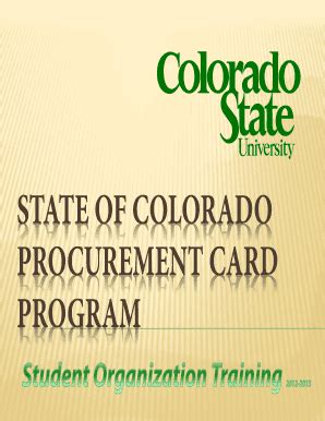 Fillable Online Slice Colostate State Of Colorado Procurement Card