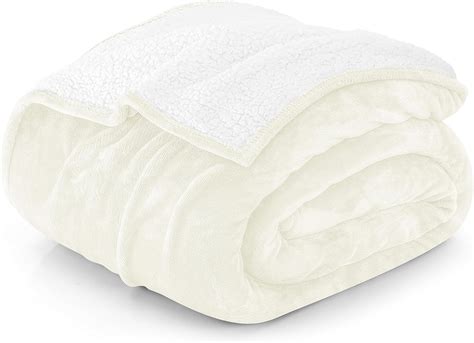 Utopia Bedding Sherpa Blanket Queen Size [ivory 90x90