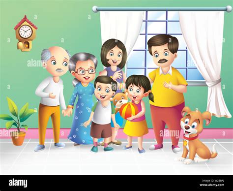 family cartoon illustration Stock Photo - Alamy