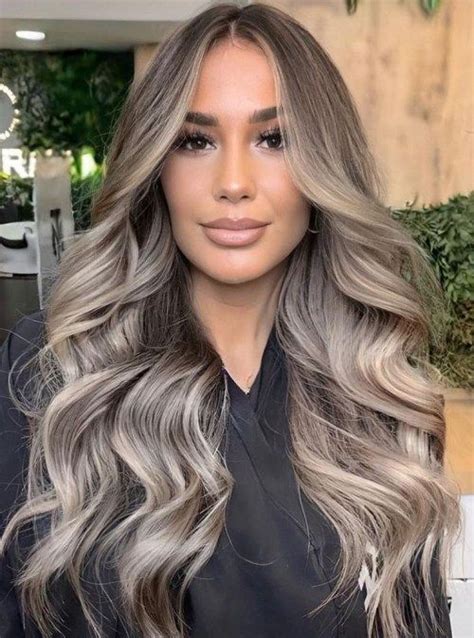 Glossy Healthy Hair With Ash Blonde Balayage Ashy Brown Hair Balayage