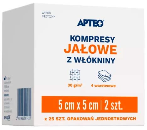 KOMPRESY JAŁOWE Z WŁÓKNINY 5x5 cm Apteo 25x2 szt 12998253230 Allegro pl