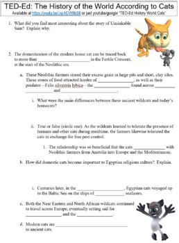 Ted Ed Worksheet The History Of The World According To Cats By Danis