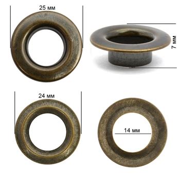 Люверсы 14 мм №27 нержавейка цвет антик Турция купить оптом в Москве с ...