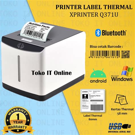 Jual XPRINTER XP Q371U 80MM PRINTER BARCODE LABEL THERMAL CETAK RESI