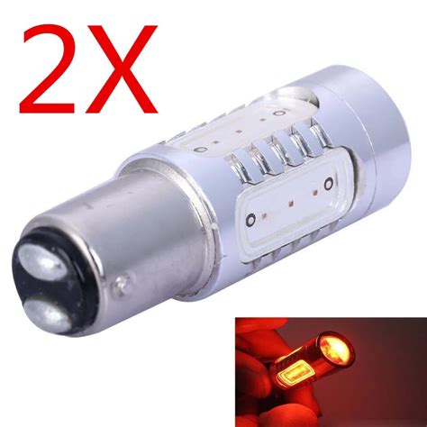 2pcs 7 5W BAY15D 1157 P21 5W Red LED 5 COB Car Brake Tail Light Bulbs