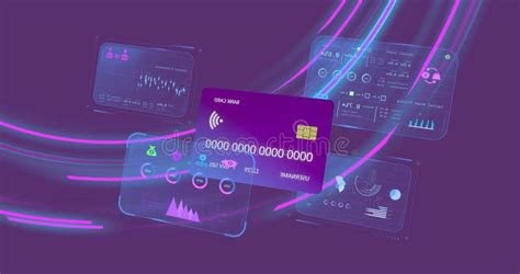 image  screens  data  credit card  purple background stock