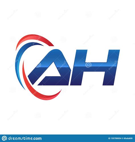 Initial Letter Ah Logo Swoosh Red And Blue Stock Vector Illustration