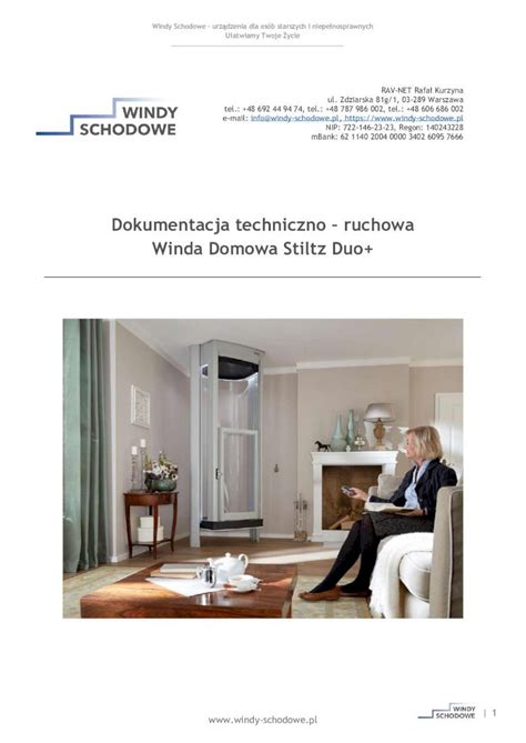 Pdf Dokumentacja Techniczno Ruchowa Winda Domowa Stiltz Duo Winda