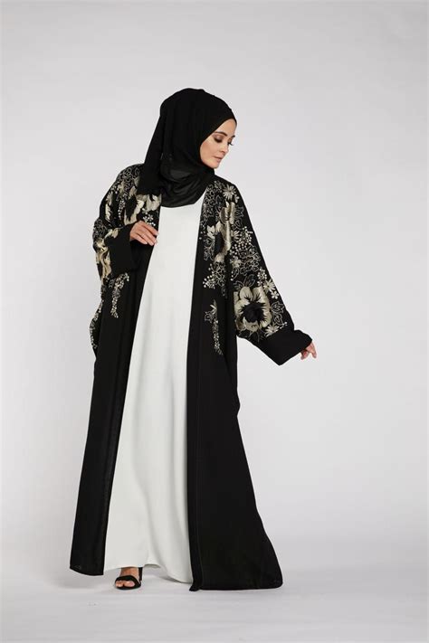 Gold And Black Rose Kimono Abayas Fashion Abaya Designs Fashion