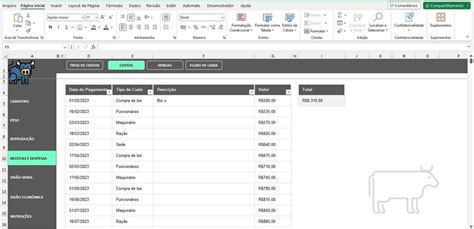 Planilha Excel Controle Gado De Corte E Engorda Planilhas Excel