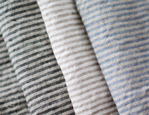 Striped Linen Fabric Natural Gray Blue White Stonewashed Etsy Australia