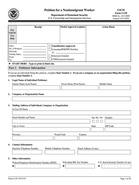 2019 Form USCIS I-129 Fill Online, Printable, Fillable, Blank - pdfFiller