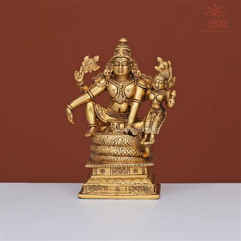 Lakshmi Narayan Statue In Brass 17cm Gold Vishnu Lakshmi Etsy