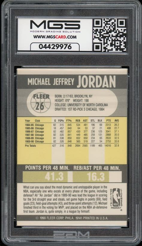 1990 Fleer 26 Michael Jordan MGS GRADED 10 Gem Mint Chicago BULLS