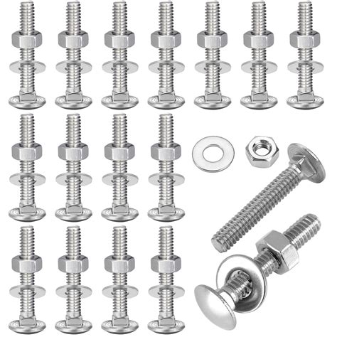 Retainbre 25 Sets Carriage Bolts And Nuts Kit 1 4 20 X 1 1 2 Stainless Steel Screws Round Head