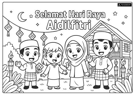 raya mewarna kad sampul duit mewarnai pilih papan ramadan sketch