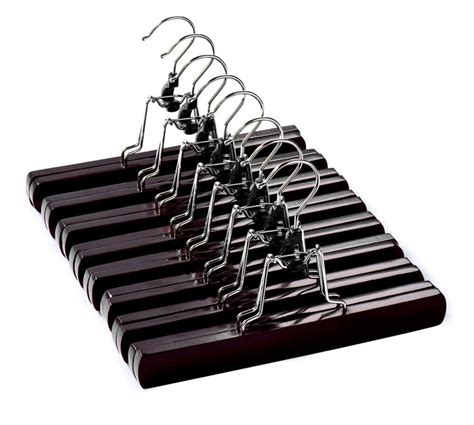 10-Pack Walnut Color Wooden Pants Hangers Non Slip Wood Skirt Hangers ...